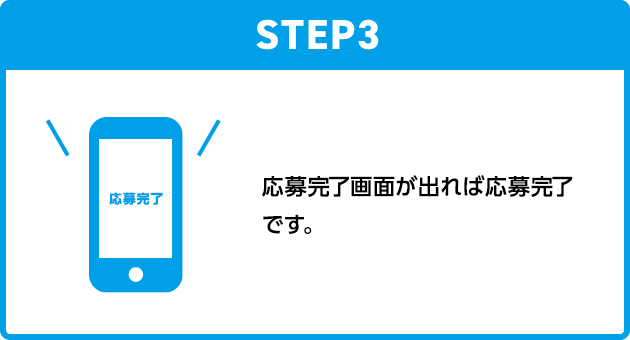 STEP3：応募完了画面が出れば応募完了です。